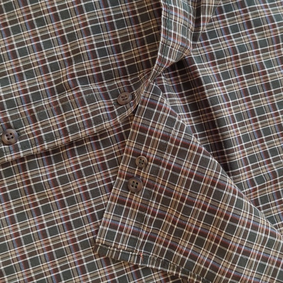 Dockers Plaid Long Sleeve Button Down Shirt LARGE Green Tan - Picture 12 of 16